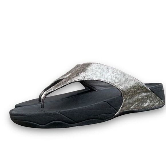 FitFlop Lulu Shimmer Print Flip Flop Comfort Platform Sandal Women’s size 10 - Picture 4 of 14